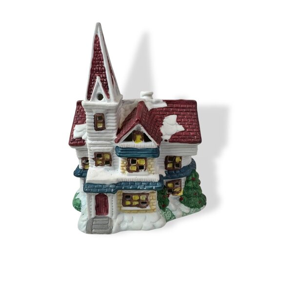 Woolworth 5Pc Porcelain House Night Light Set Snowy Village Christmas Vintage - Picture 14 of 16